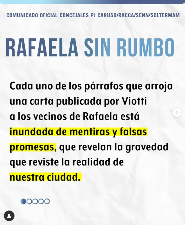 María Paz Caruso _ Solicitamos, una vez más, responsabilidad en las declaraciones y poner a Rafaela por sobre cualquier individualidad. Nuestra ciudad… _ Instagram - Google Chrome 19_9_2024 11_18_53