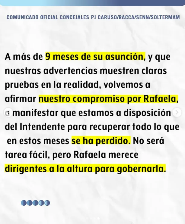 María Paz Caruso _ Solicitamos, una vez más, responsabilidad en las declaraciones y poner a Rafaela por sobre cualquier individualidad. Nuestra ciudad… _ Instagram - Google Chrome 19_9_2024 11_19_03