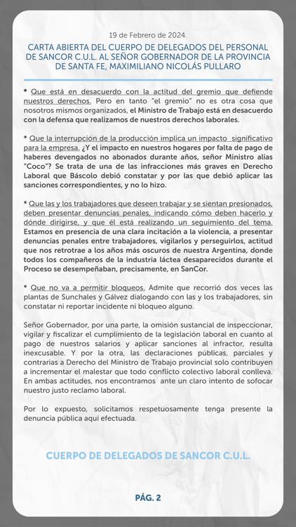 CARTA ABIERTA - DELEGADOS DE SANCOR C.U.L.  AL GOBERNADOR PULLARO_2